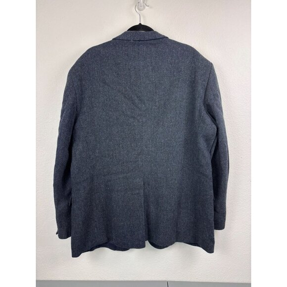 Vintage Sutter and Grant men's 46L blue herringbone tweed wool blazer sport coat - Picture 2 of 8